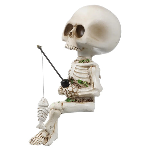 Resin Fishing Skeleton Aquarium Ornament